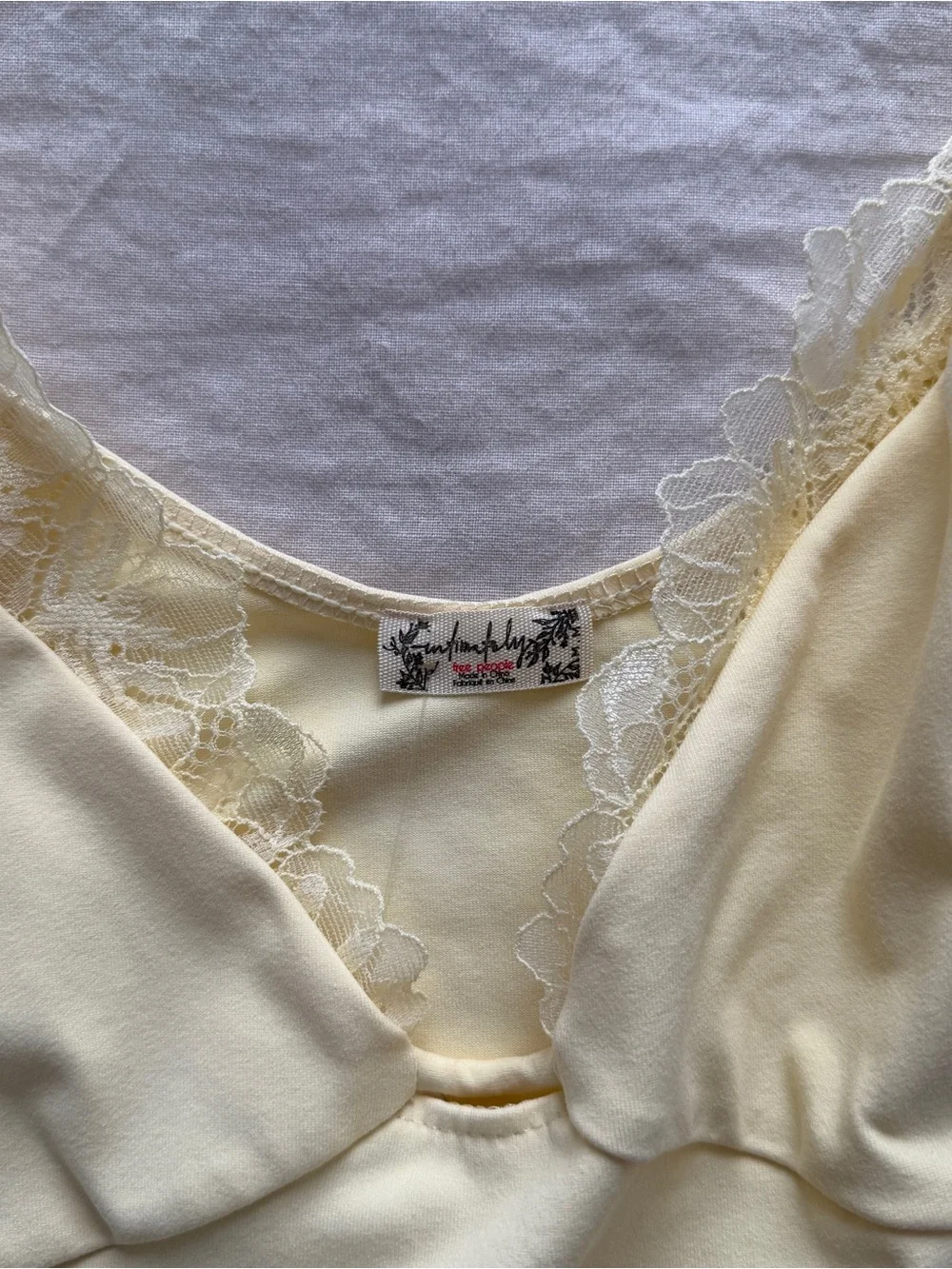 NWT Free People Yellow Lace-Trim Tank